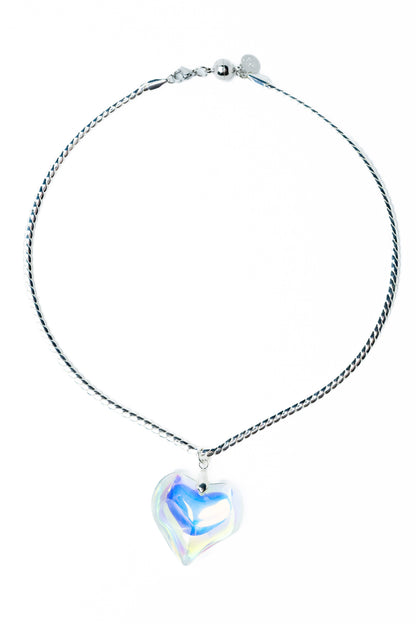 Owner Of A Lonely Heart Necklace - Liquid Metallic Pearl White
