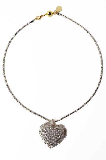 In My Heart Necklace - Metallic Linen
