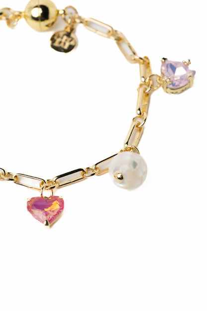 Candy Cane Kiss Charm Bracelet - Gold
