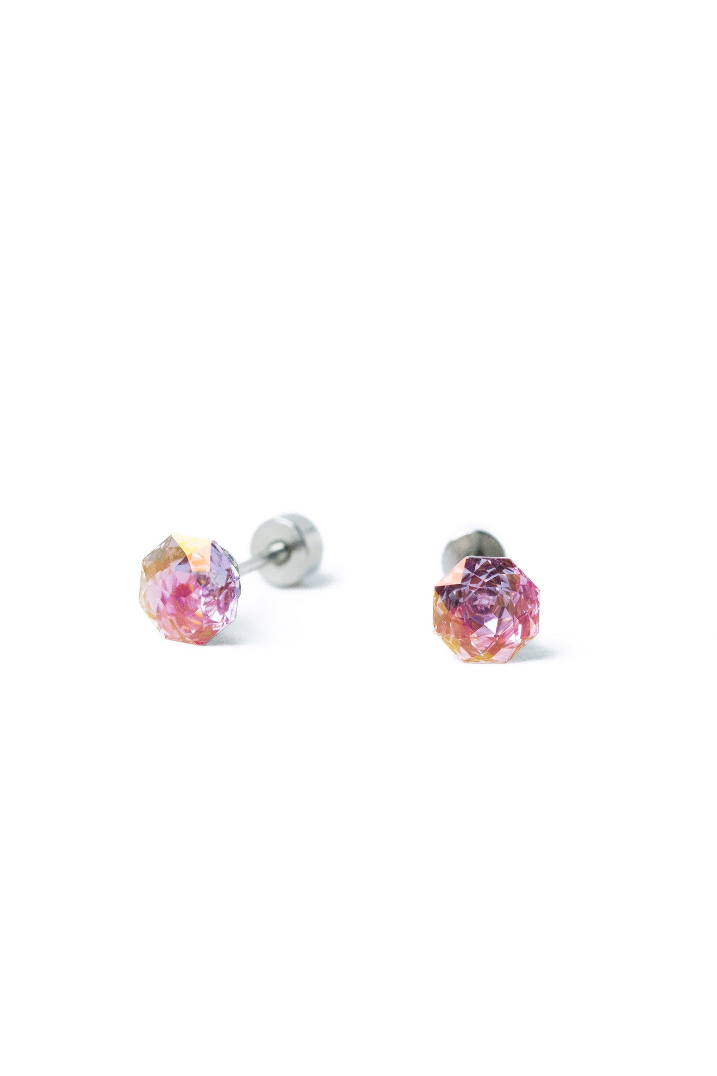 Prim Earrings Hexagon - Silver Tickle Me Pink