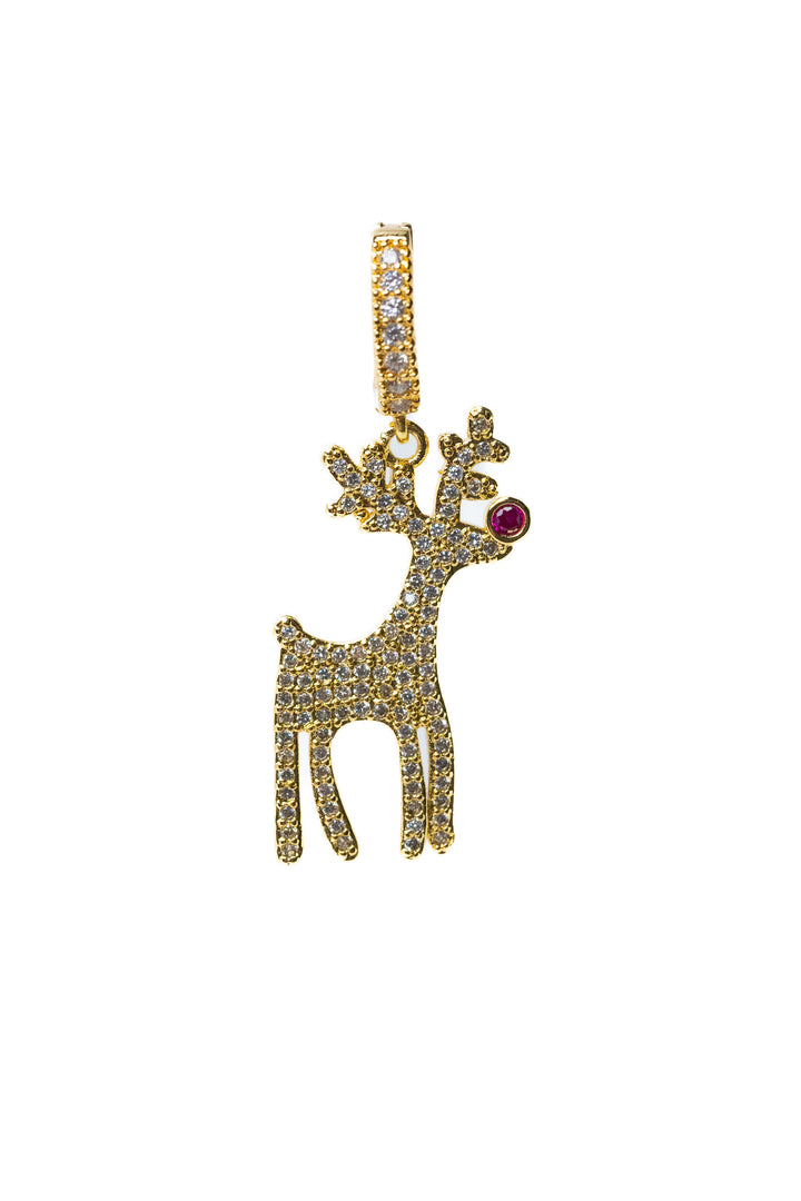 Red Nosed Reindeer Charm - Gold