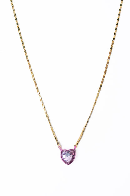 Crystal Love Necklace - Gold Tickle Me Pink