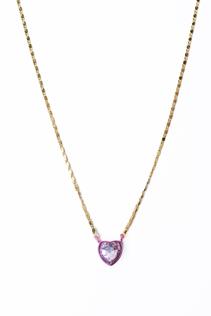 Crystal Love Necklace - Gold Tickle Me Pink