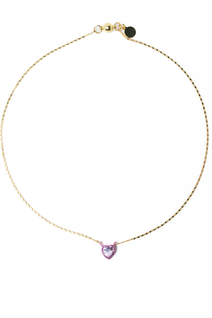 Crystal Love Necklace - Gold Tickle Me Pink
