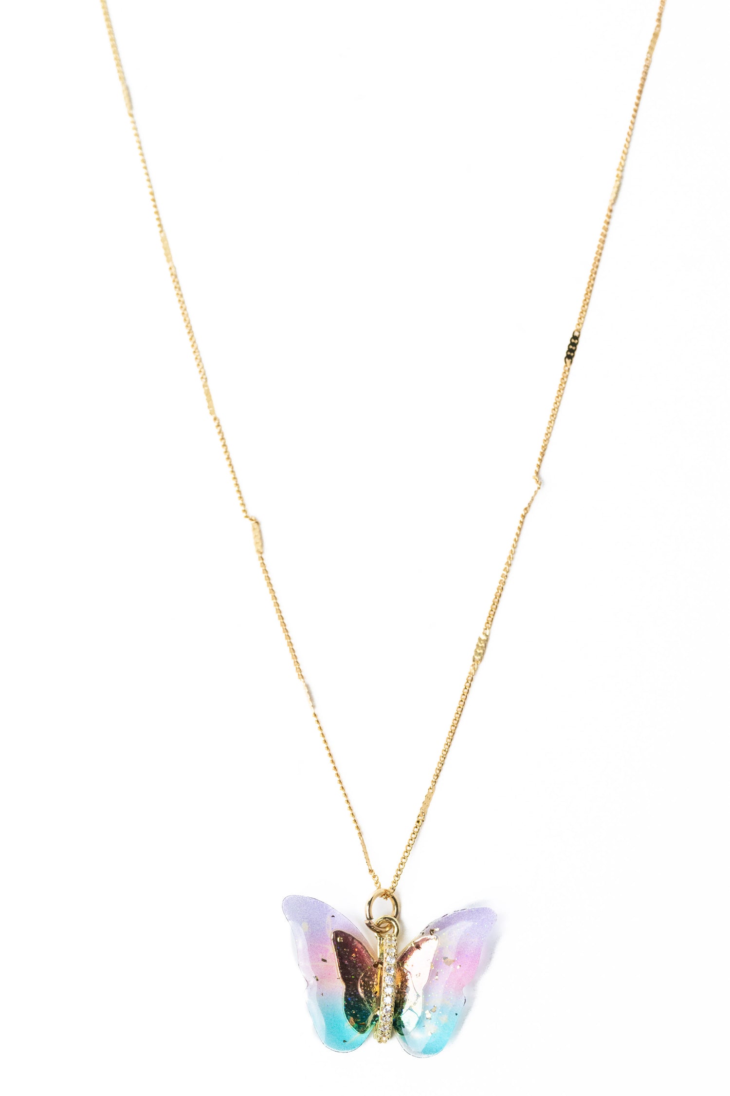 Butterfly Muse Necklace - Gold Summer Sky
