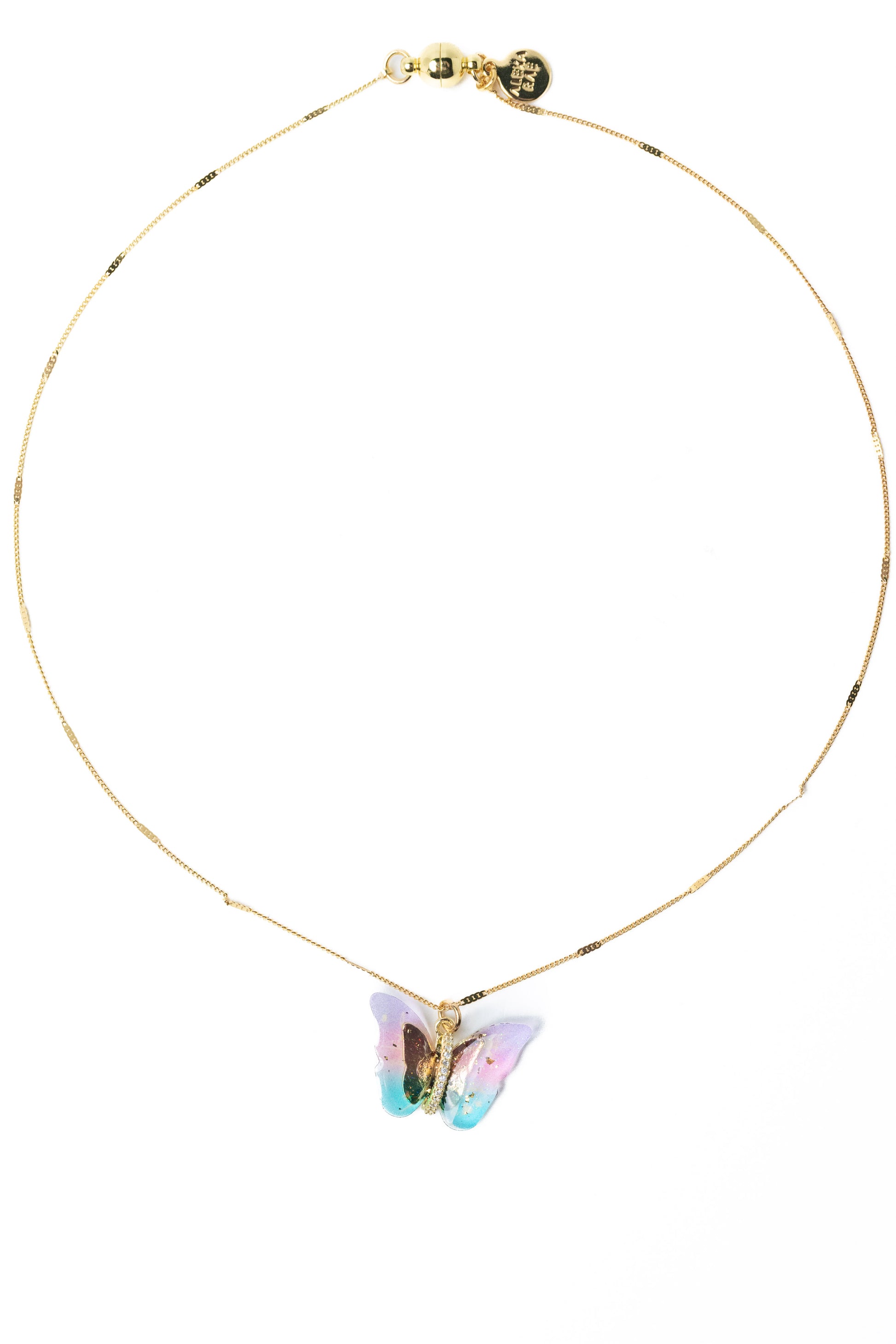 Butterfly Muse Necklace - Gold Summer Sky