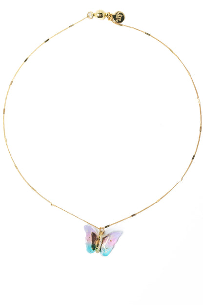 Butterfly Muse Necklace - Gold Summer Sky