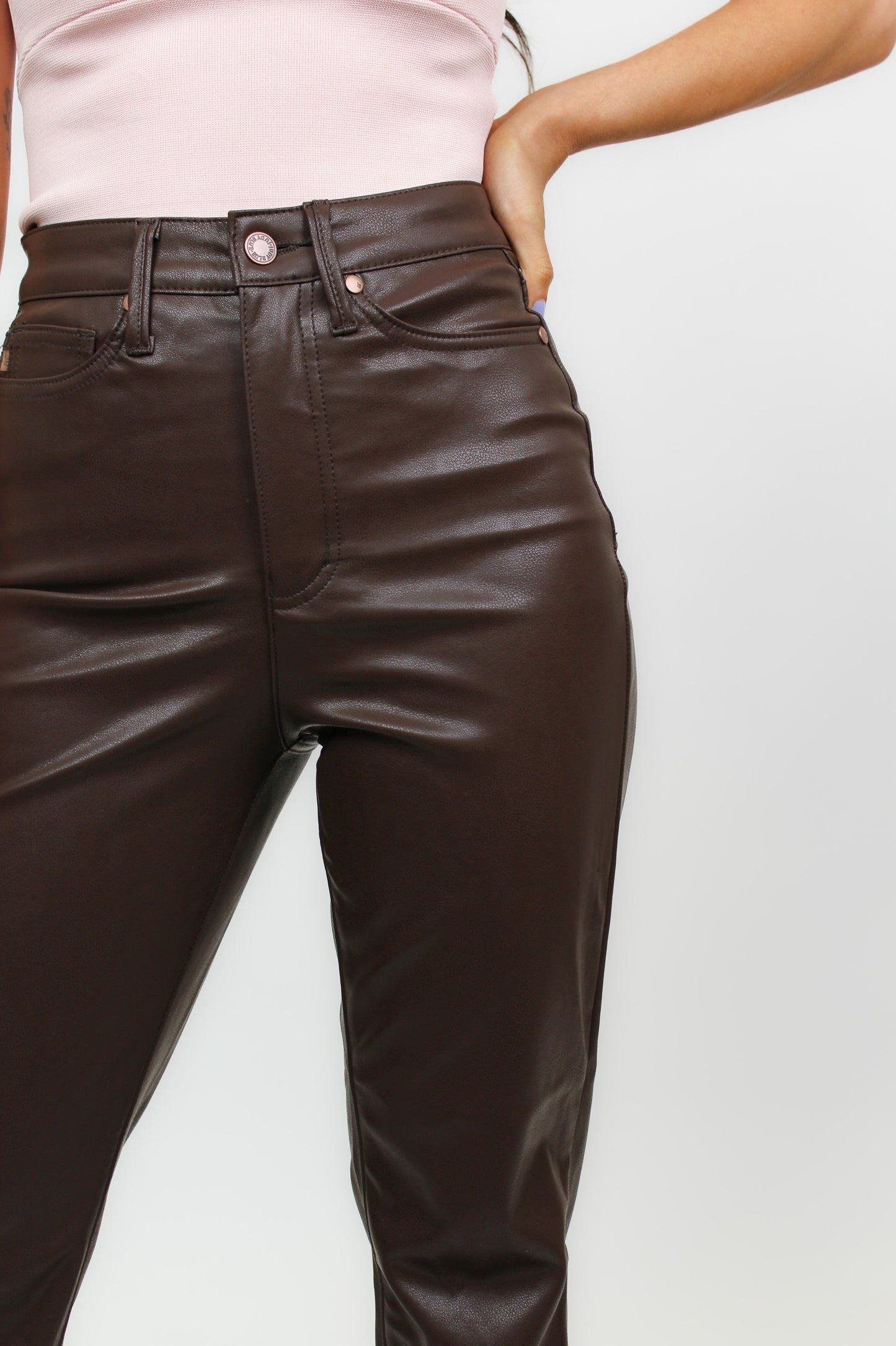 Judy Blue Tummy Control Faux Leather Pants - Espresso