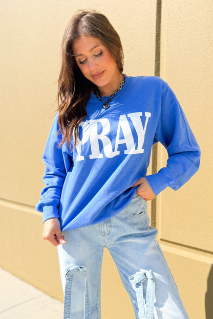 PRAY Without Ceasing Graphic Sweatshirt - Heather Royal
