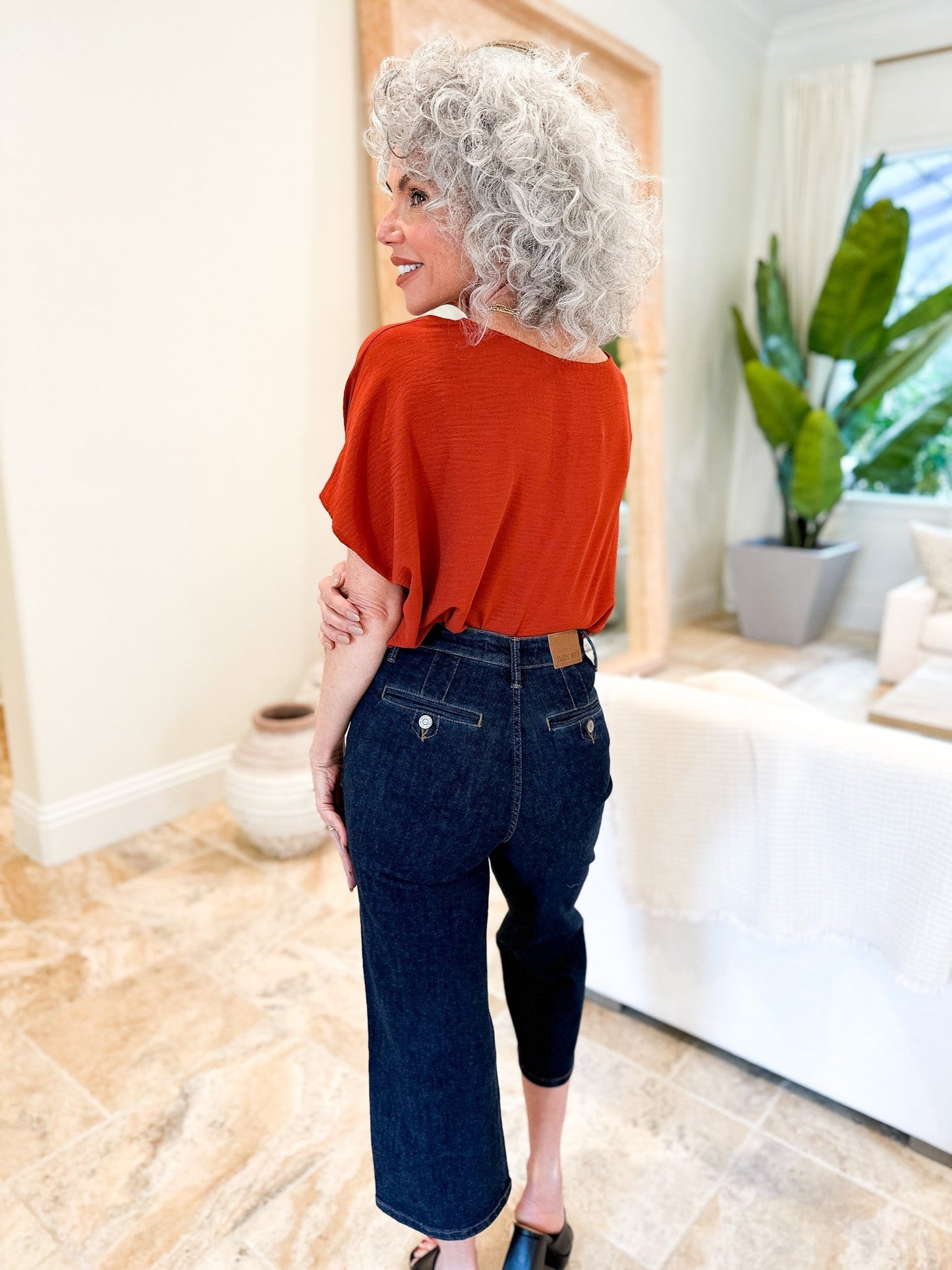 Judy Blue Cute As A Button High Rise Tummy Control Crop Wide Jeans
