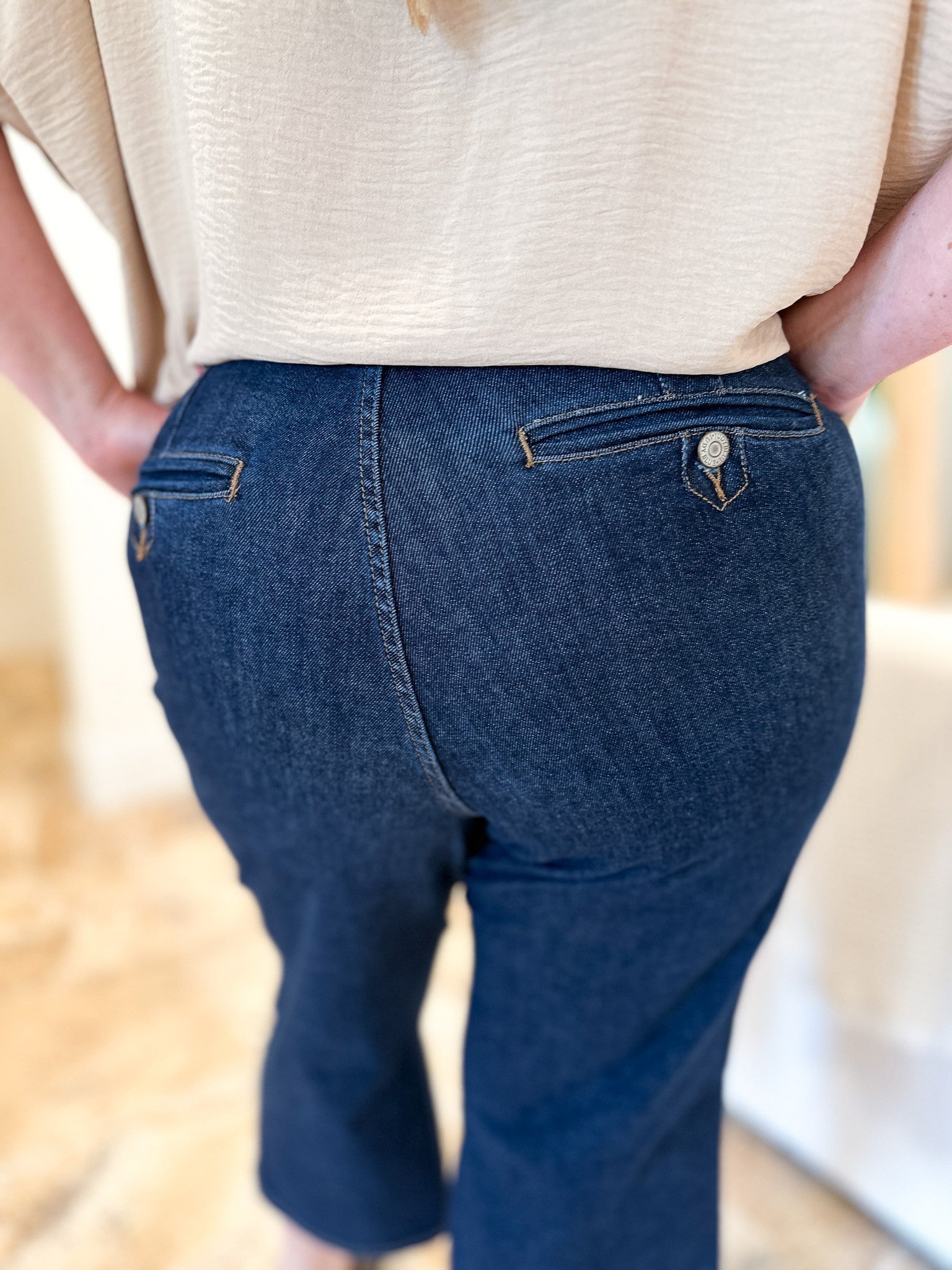 Judy Blue Cute As A Button High Rise Tummy Control Crop Wide Jeans