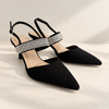 Stephy Slingback Pumps - Black Nubuck