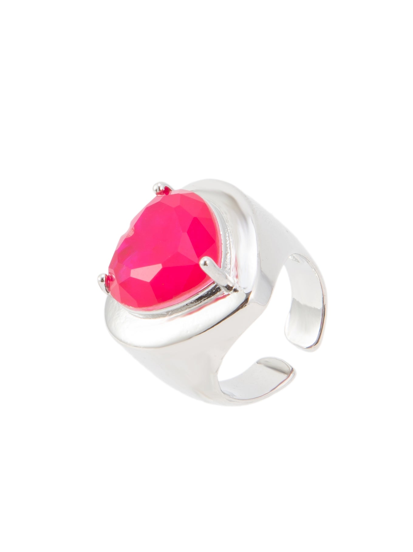 Emerald Love Ring - Silver Barbie Pink