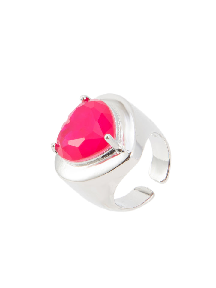 Emerald Love Ring - Silver Barbie Pink