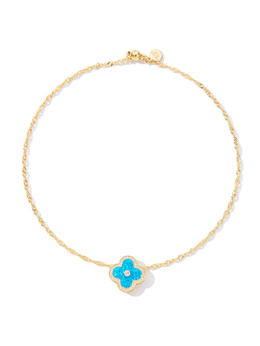 Fleur De Lune Necklace - Gold Blue Opal