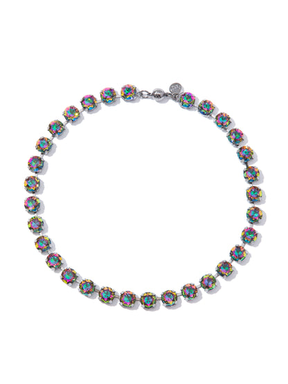 Forever And Ever Round Necklace Large - Gunmetal Rainbow