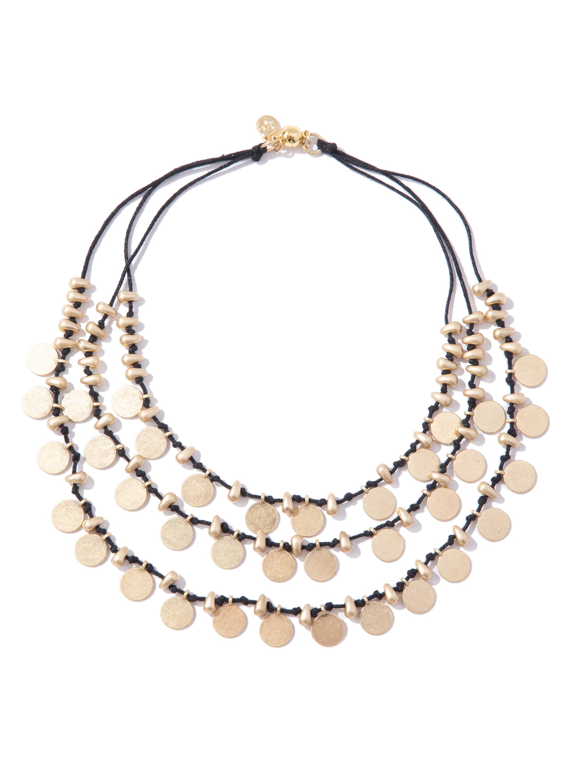 Free Spirit Multi Layered Necklace - Black Gold