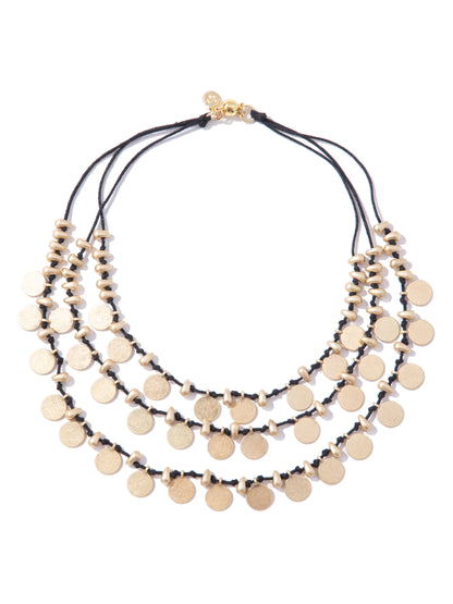 Free Spirit Multi Layered Necklace - Black Gold