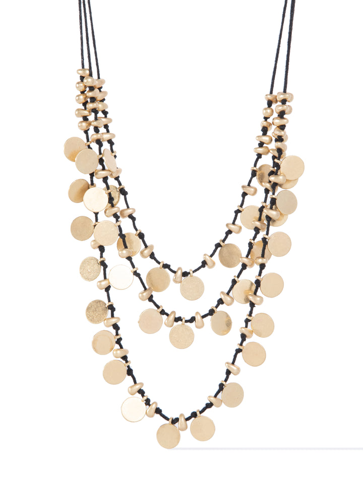 Free Spirit Multi Layered Necklace - Black Gold