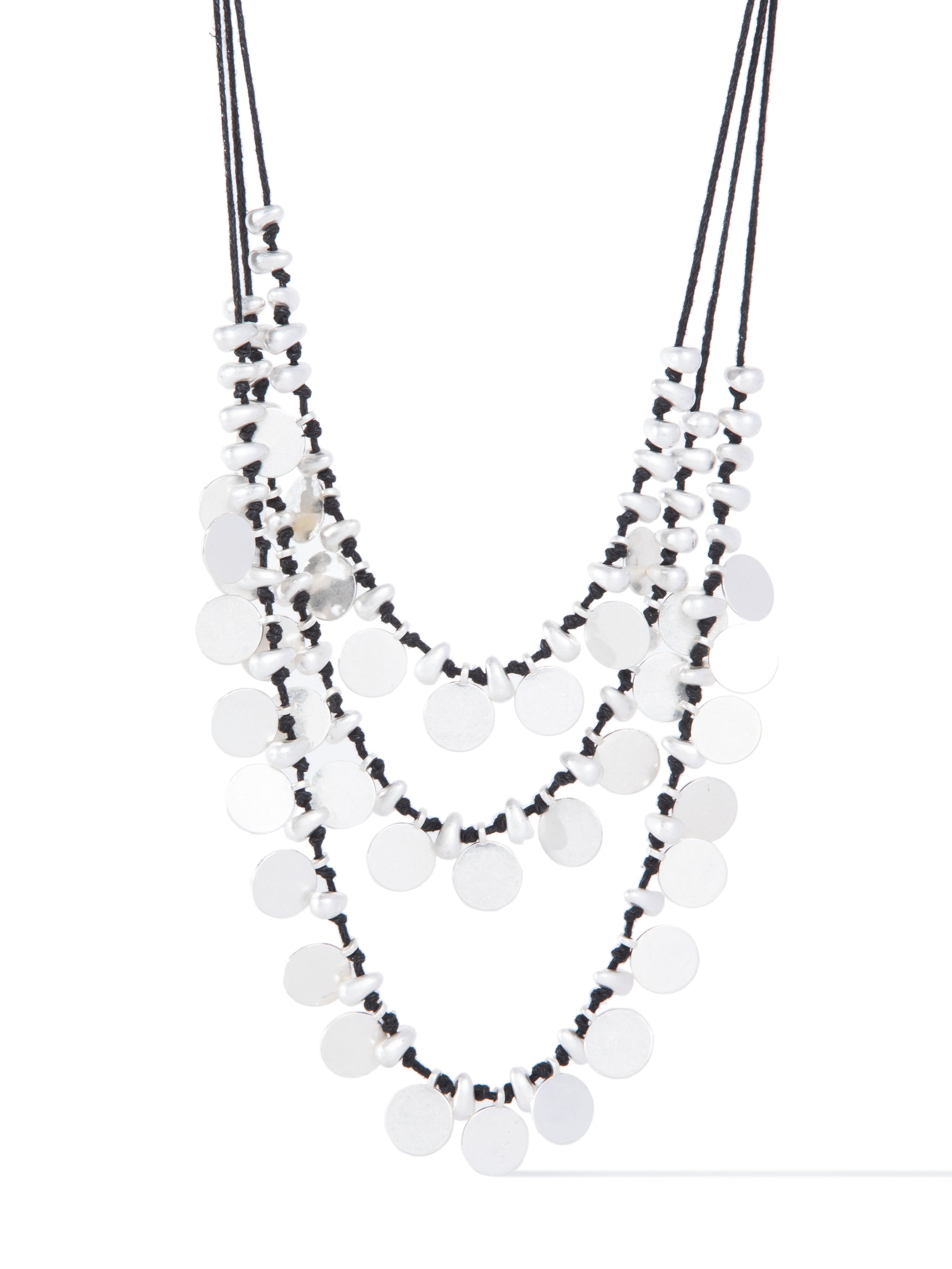 Free Spirit Multi Layered Necklace - Black Pearl White