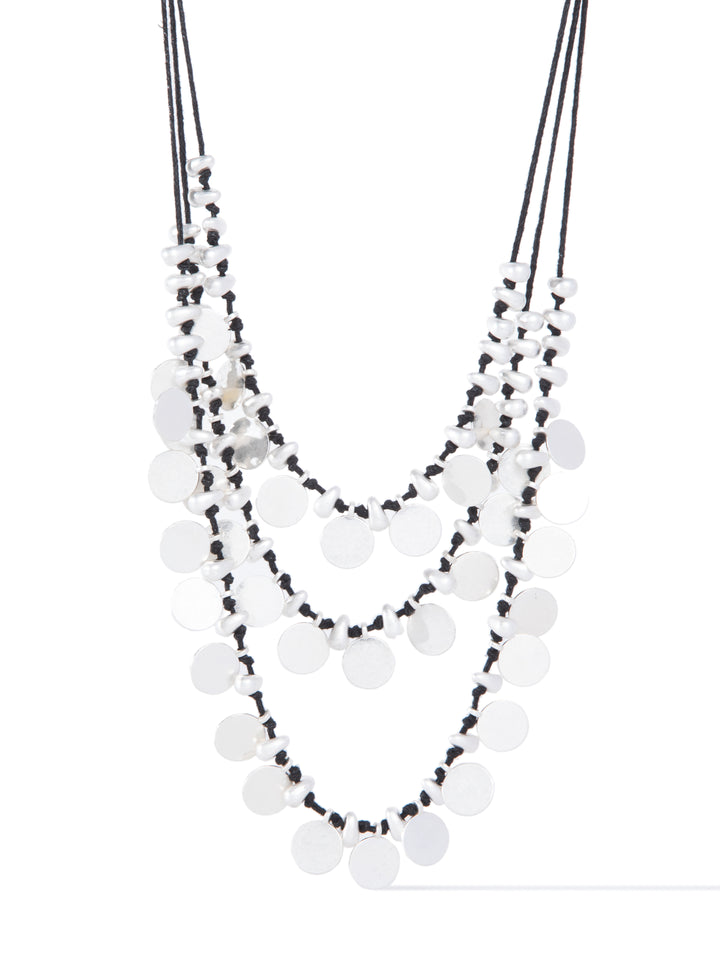 Free Spirit Multi Layered Necklace - Black Pearl White