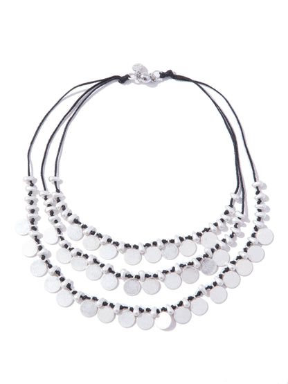 Free Spirit Multi Layered Necklace - Black Pearl White