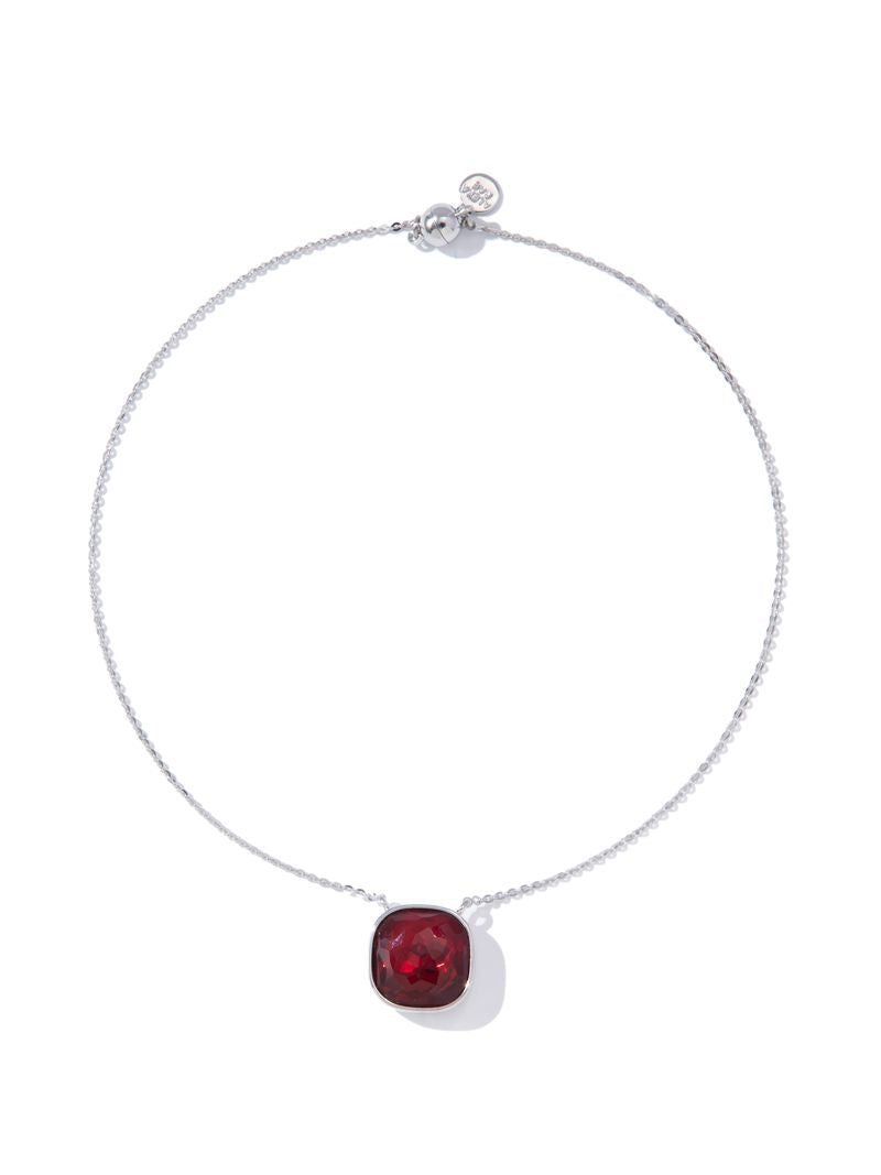 Crystal Glow Square Necklace - Berry Noel