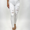 Judy Blue Mid Rise White Destroyed Skinny Jeans