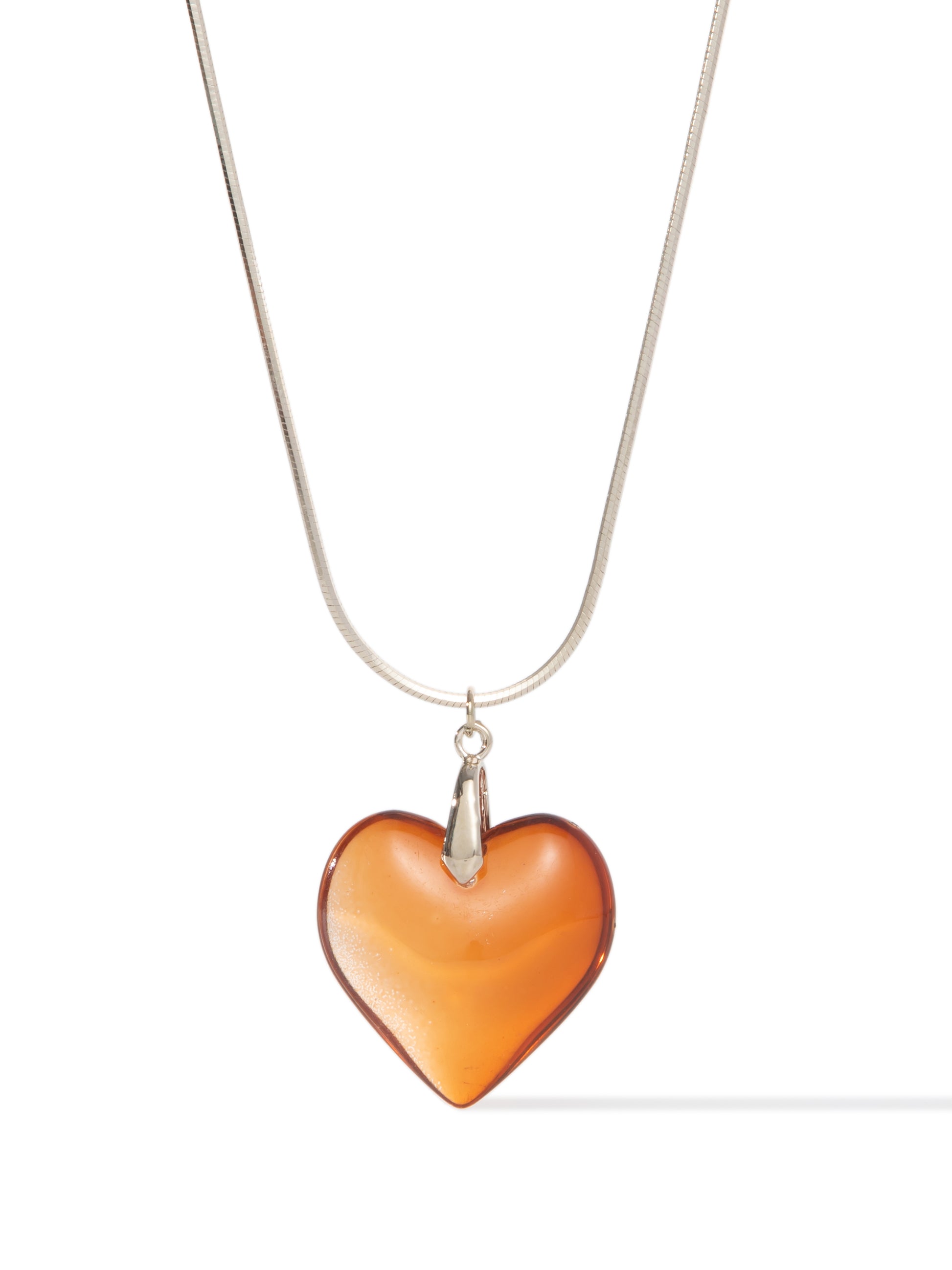 Glass Heart Necklace - Metallic Linen Caramel