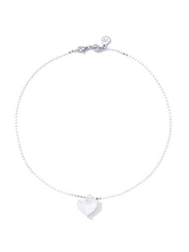 Glow Heart Short Necklace - Liquid Metallic Pearl White Snow Glow
