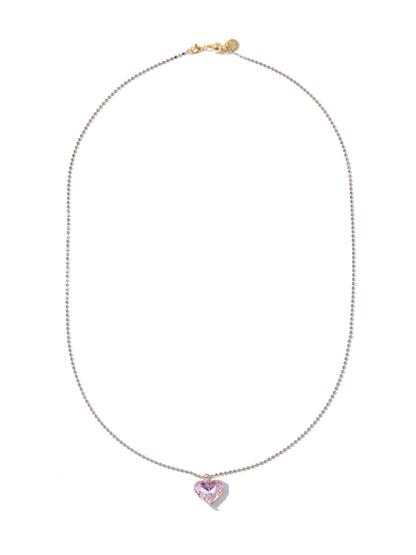 Glow Heart Necklace - Light Linen Pink AB