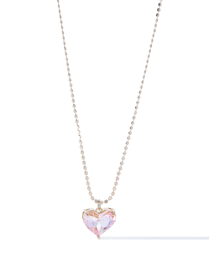 Glow Heart Necklace - Light Linen Pink AB