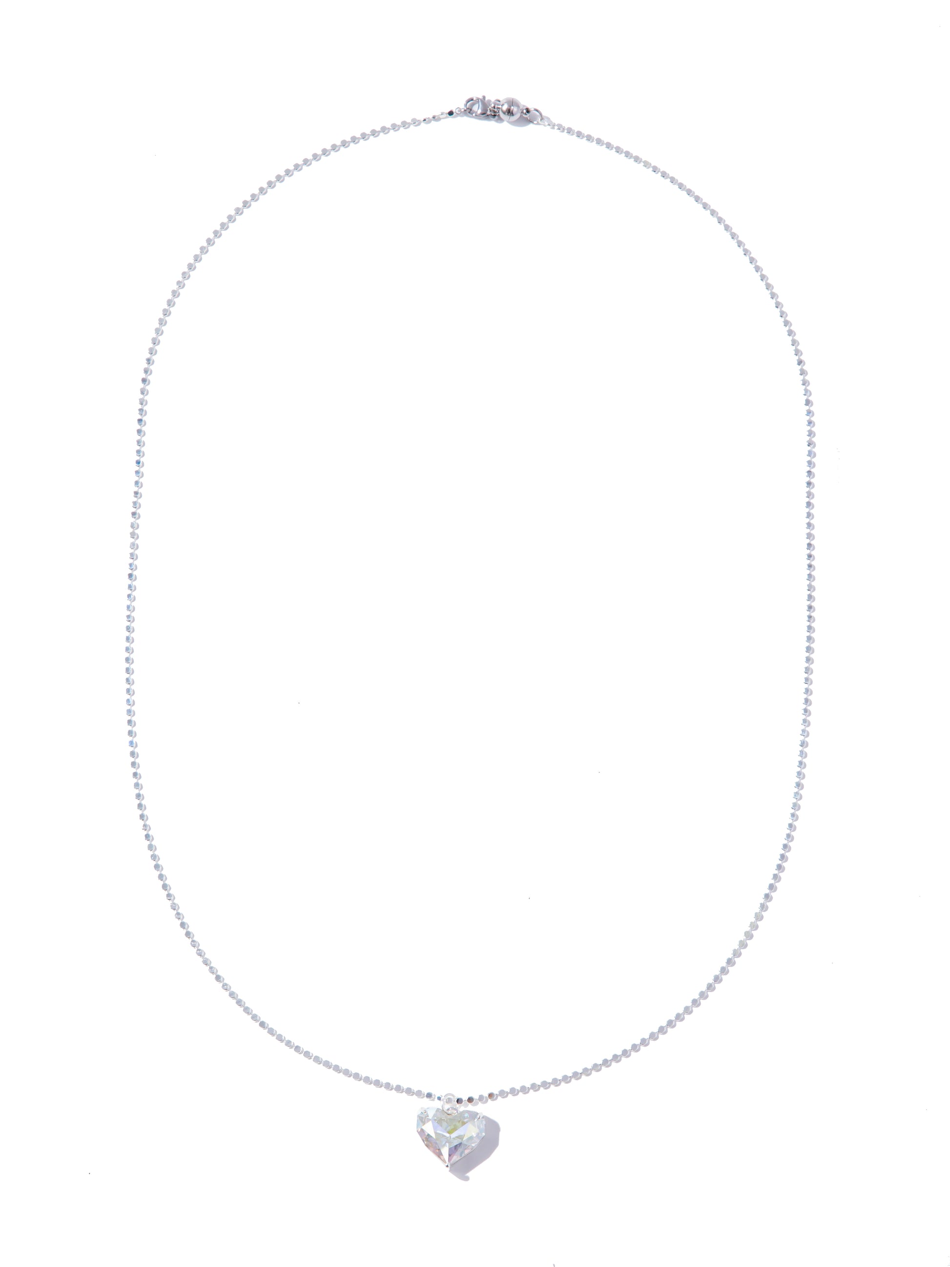 Glow Heart Necklace - Liquid Metallic Pearl White Clear AB