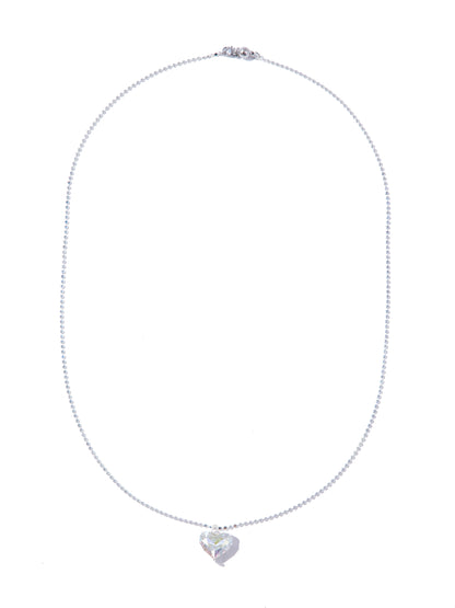 Glow Heart Necklace - Liquid Metallic Pearl White Clear AB