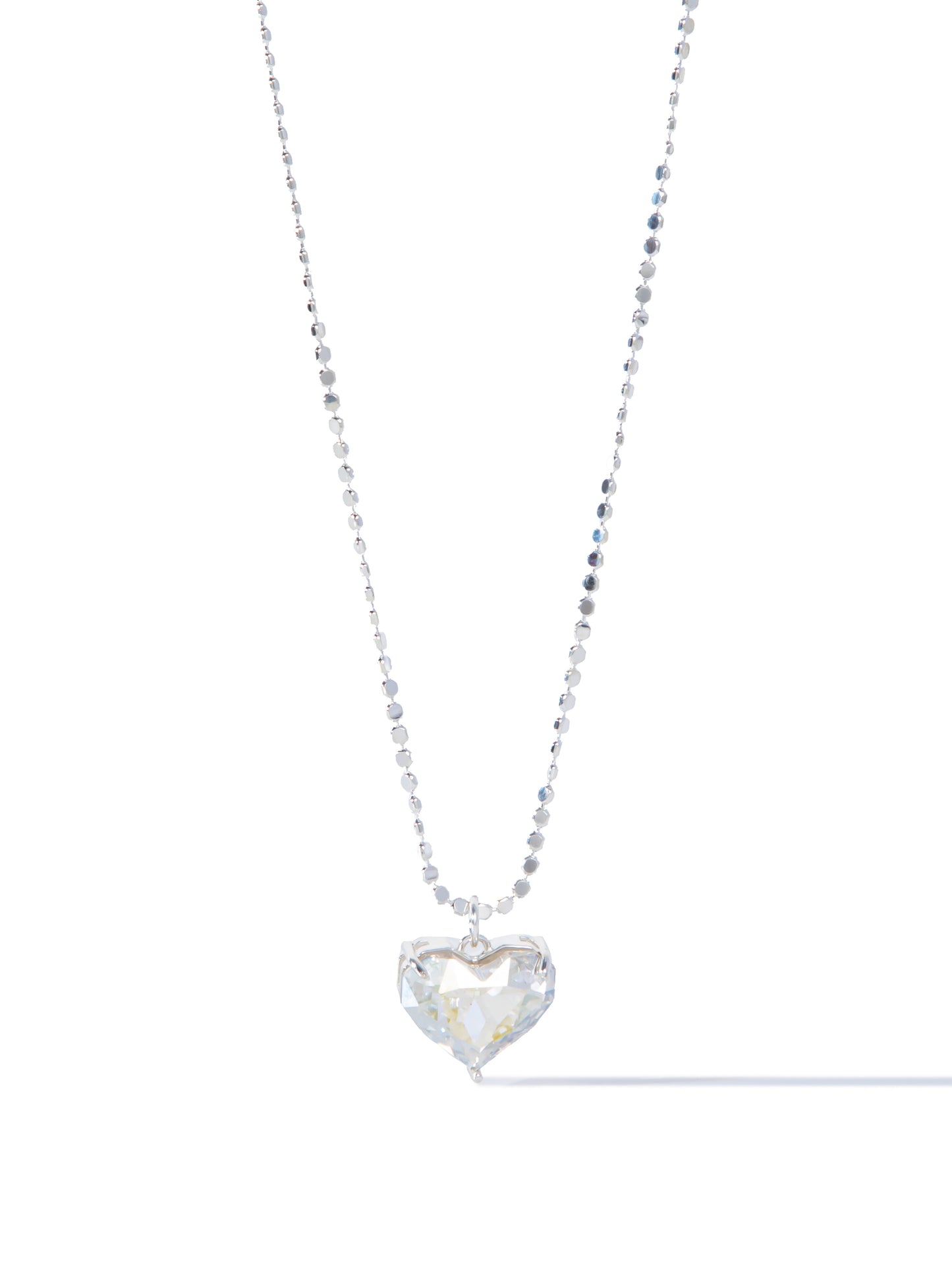 Glow Heart Necklace - Liquid Metallic Pearl White Clear AB