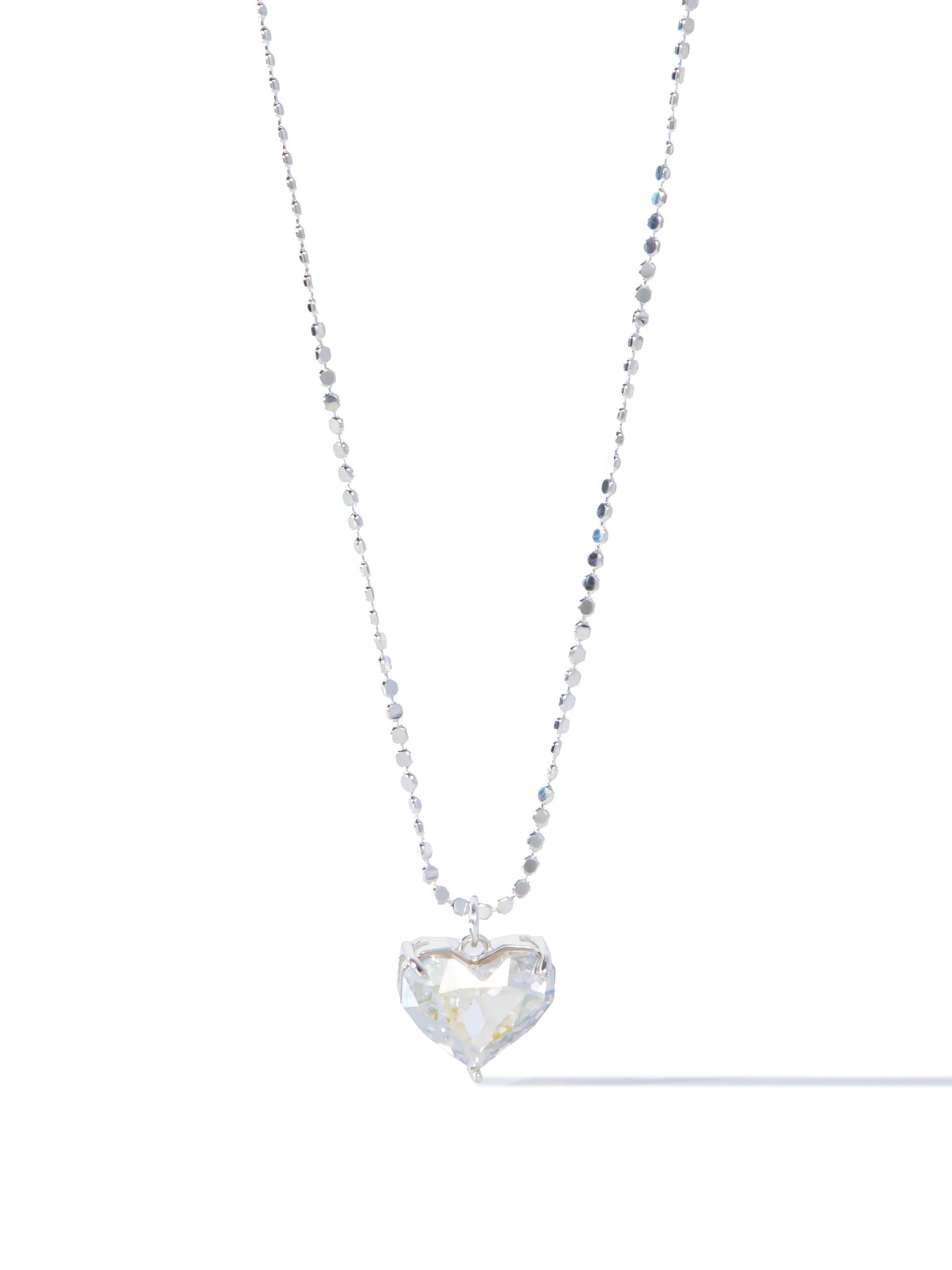 Glow Heart Necklace - Liquid Metallic Pearl White Clear AB