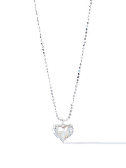 Glow Heart Necklace - Liquid Metallic Pearl White Clear AB