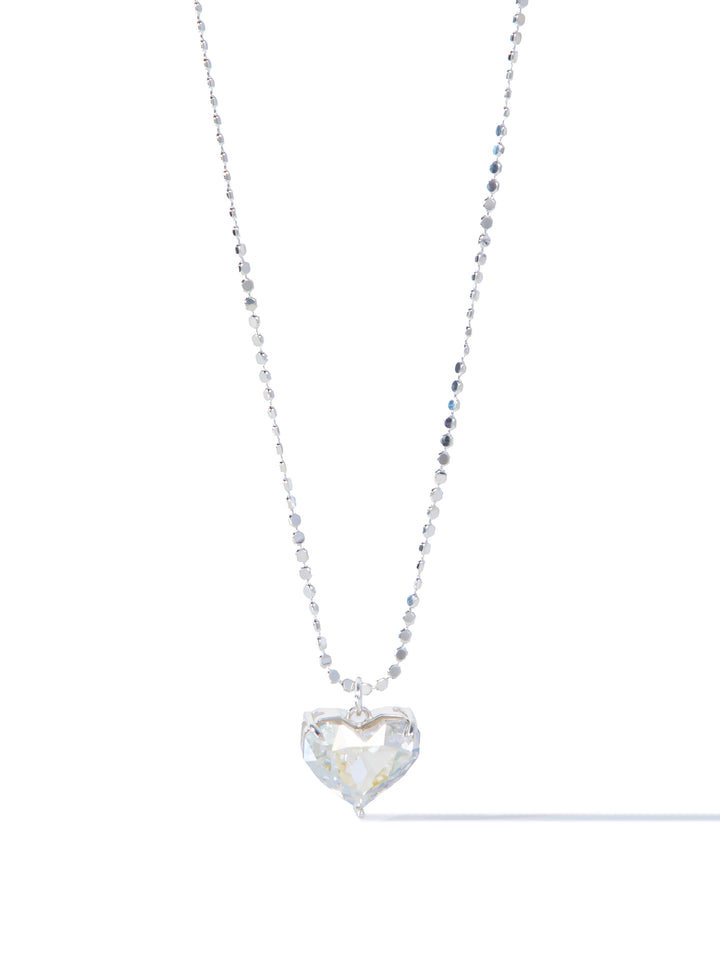 Glow Heart Necklace - Liquid Metallic Pearl White Clear AB