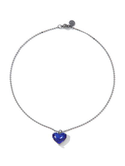Glow Heart Short Necklace - Gunmetal Blue Moon