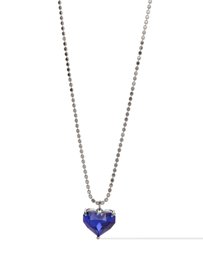 Glow Heart Short Necklace - Gunmetal Blue Moon