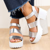 Soda Adalyn Double Strap Platform Heel - Silver
