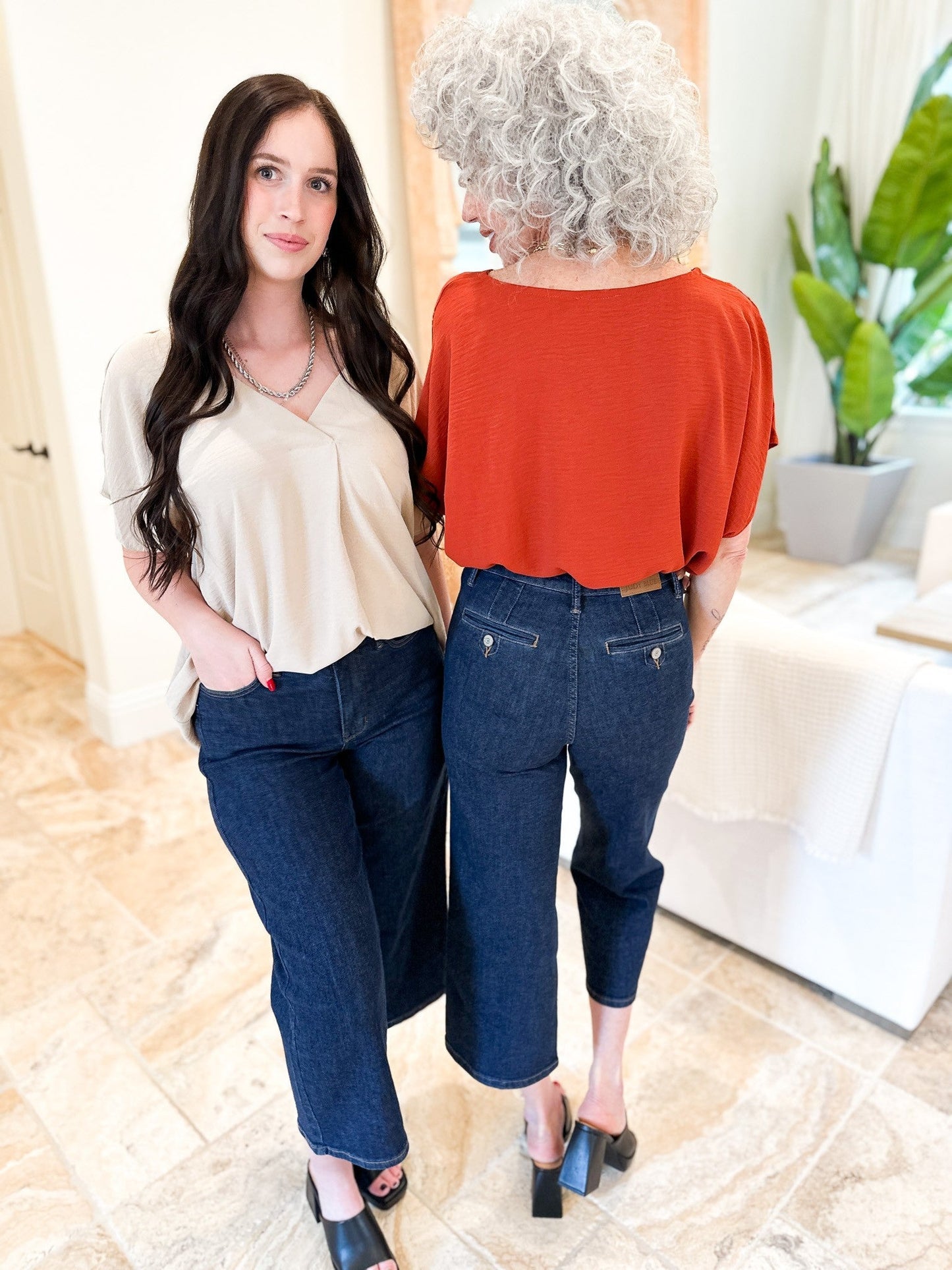 Judy Blue Cute As A Button High Rise Tummy Control Crop Wide Jeans