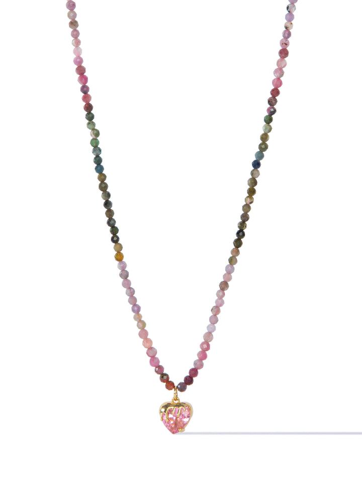Heartwarming Necklace - Gold Opaline Plum