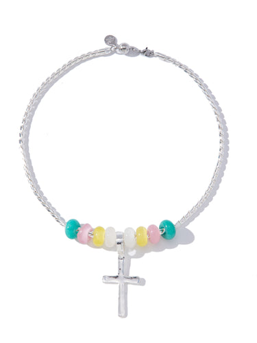 Heaven's Ray Necklace - Liquid Metallic Pearl White Pastel