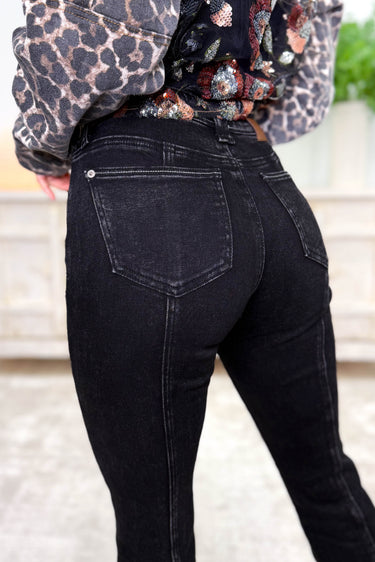 All Nighter By Saige Denim - Mid Rise Slim Straight Jeans - Black