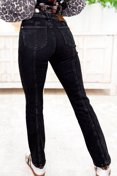 All Nighter By Saige Denim - Mid Rise Slim Straight Jeans - Black