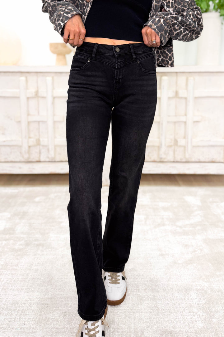 Hot Take By Denim BAR Label - High Rise Straight Leg Jeans - Black