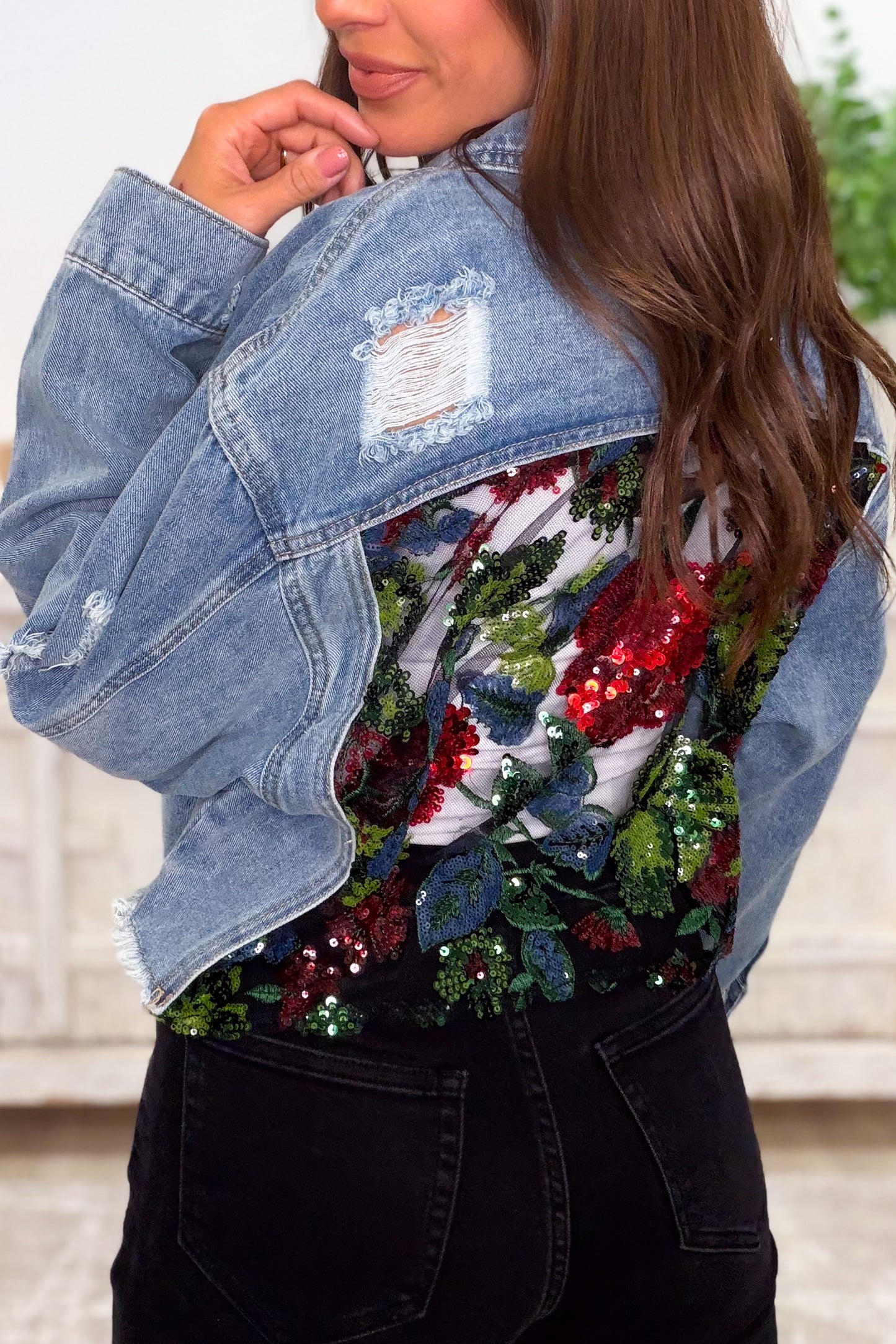 Hidden Bloom Floral Sequin Jacket