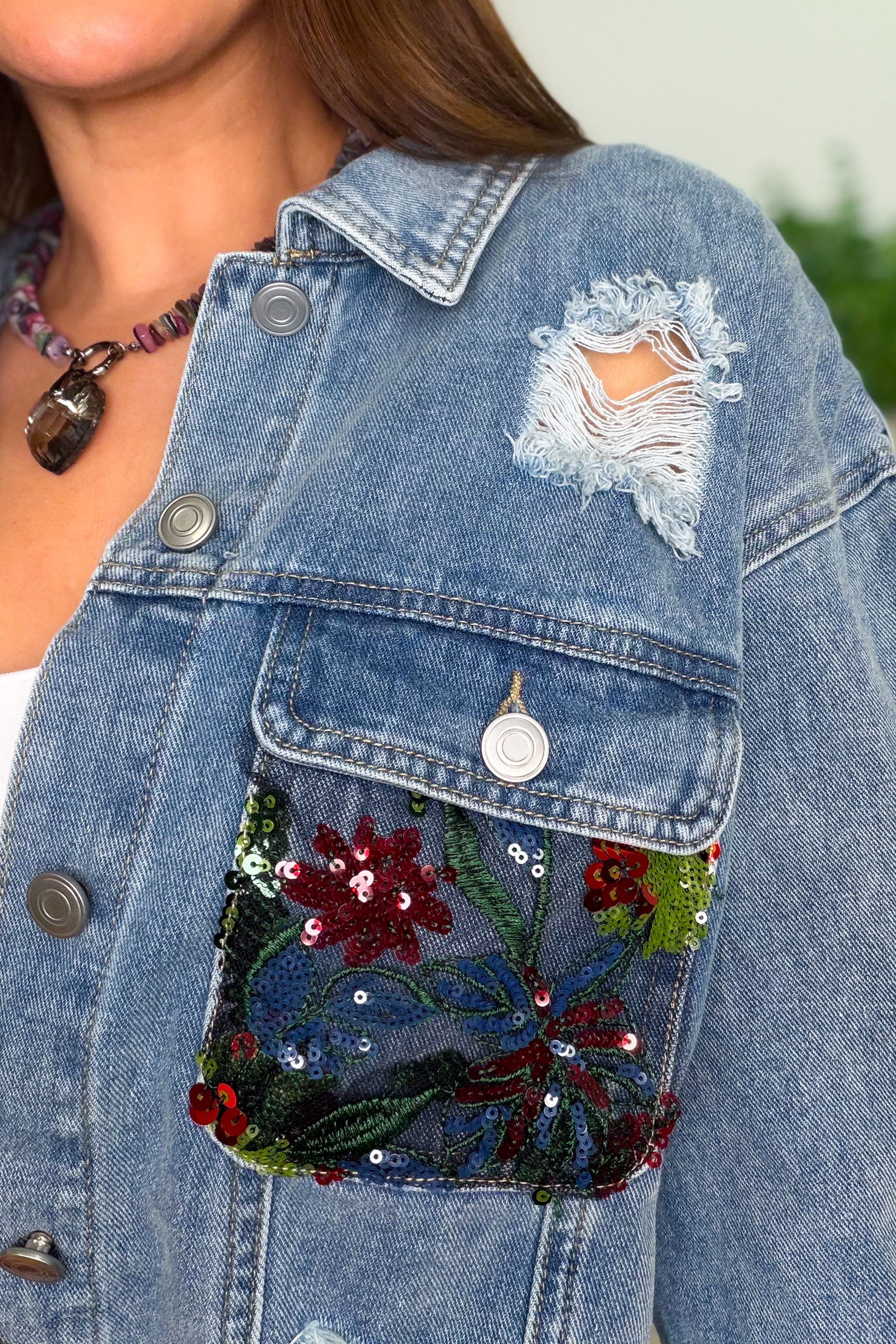 Hidden Bloom Floral Sequin Jacket – By Alexa Rae