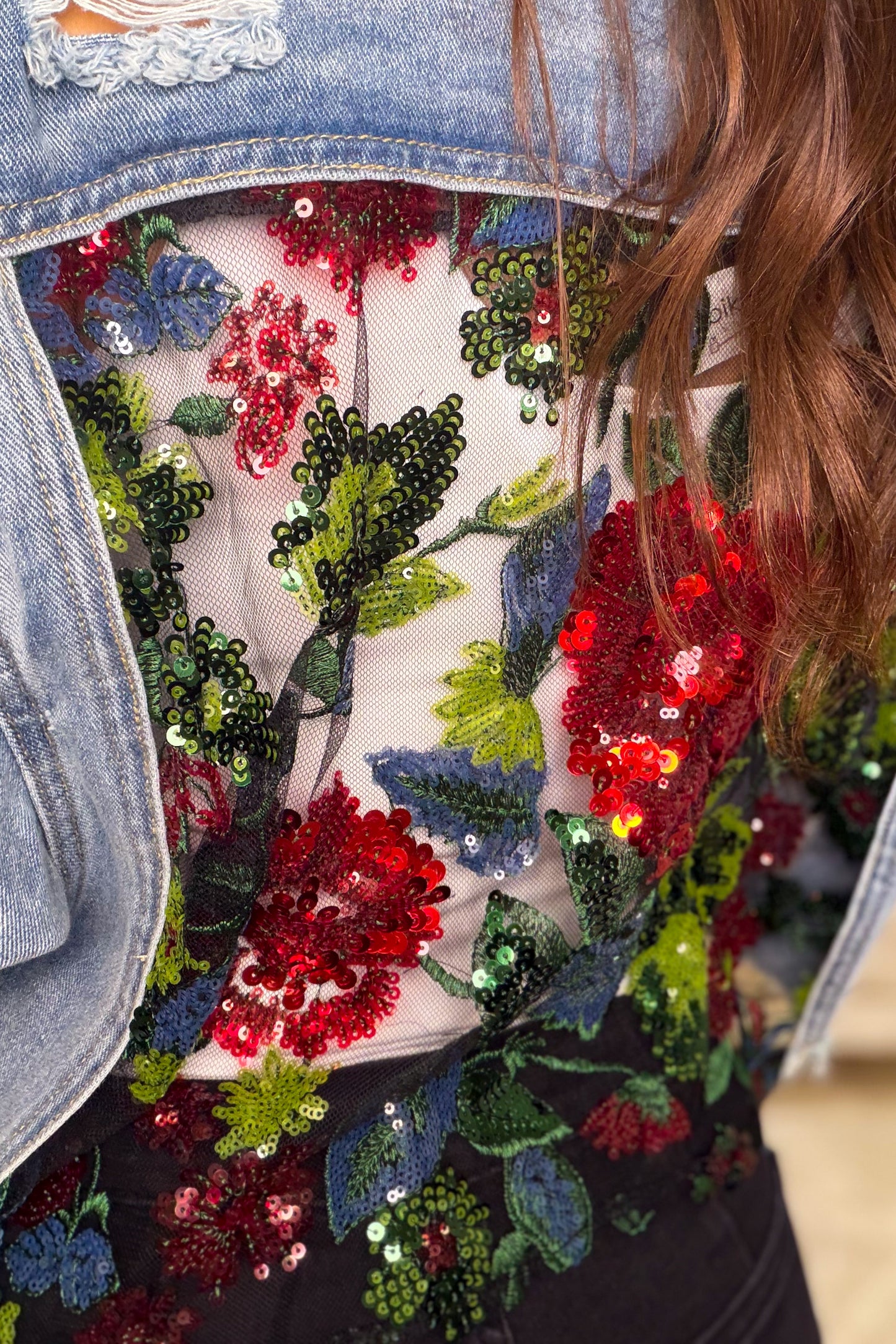 Hidden Bloom Floral Sequin Jacket
